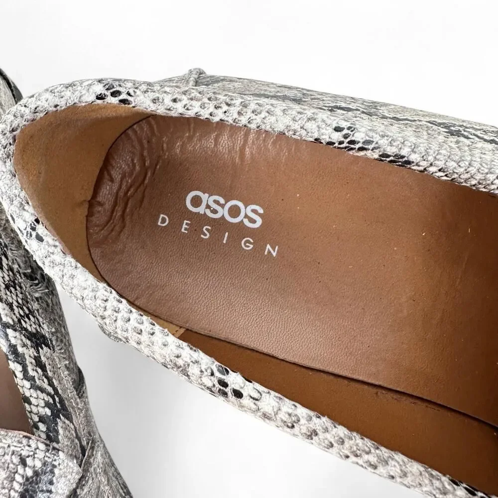 Snakeskin Embossed Faux Leather Horsebit Loafers Animal Print Flats